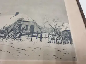 Paul van der Ven - Oud Hollandse boerderij in besneeuwd landschap kopen? Bied vanaf 10!