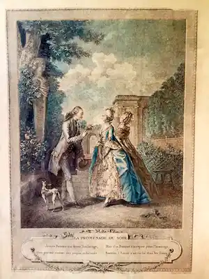 François-Robert Ingouf - La Promenade du Soir (1774) - Kopergravure, Ingelijst vendu pour 40€ !