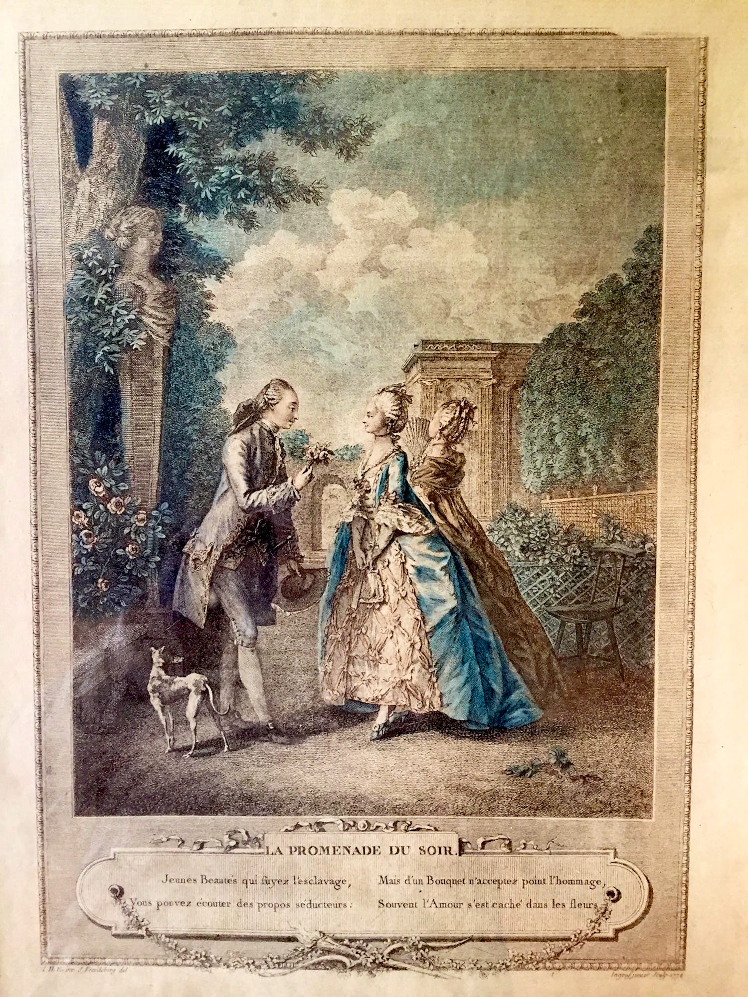 François-Robert Ingouf - La Promenade du Soir (1774) - Kopergravure, Ingelijst kopen? Bied vanaf 40!