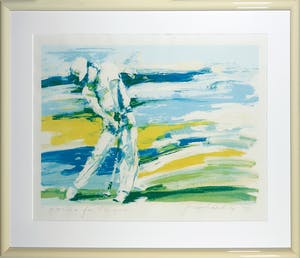 Frank Gude - Litho, Going for the green - Ingelijst kopen? Bied vanaf 1!