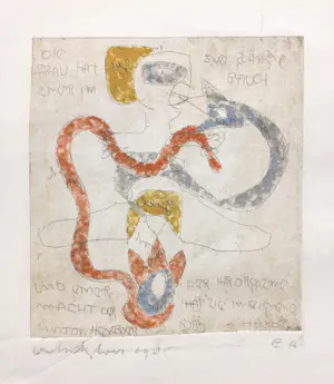 Anton Heyboer - Vrouw met slangen, ets kopen? Bied vanaf 250!