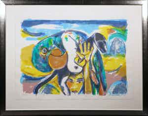 Anton Vrede - Zeefdruk, Tears in the morning - Ingelijst (Groot) verkocht voor € 40!