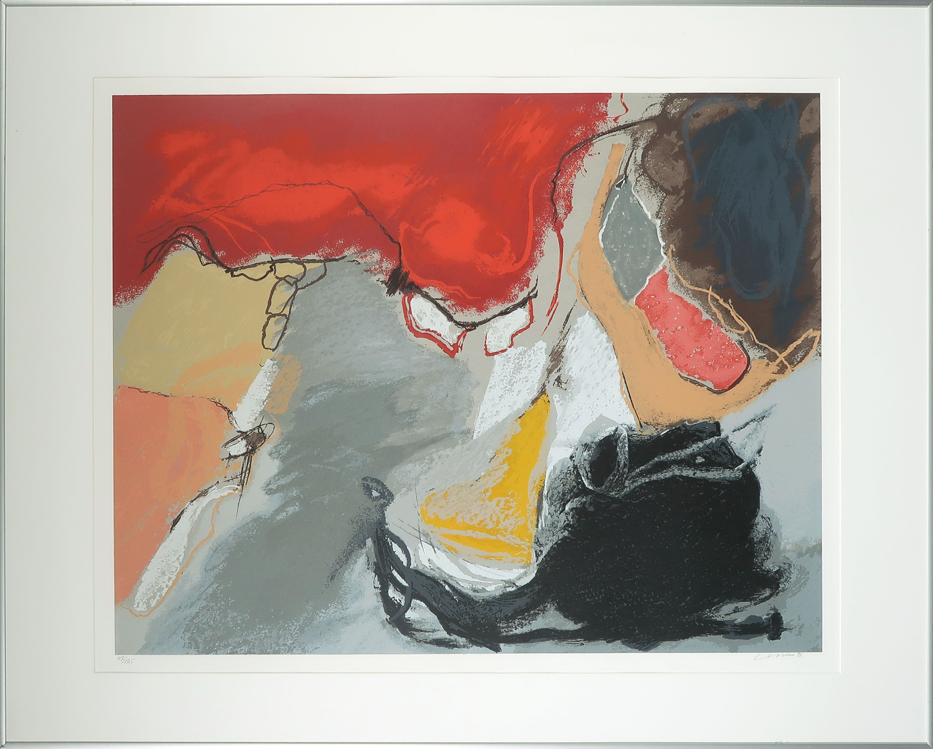 Henk van Vessem - Zeefdruk, Zonder titel V - Ingelijst (Groot) verkocht voor € 35!