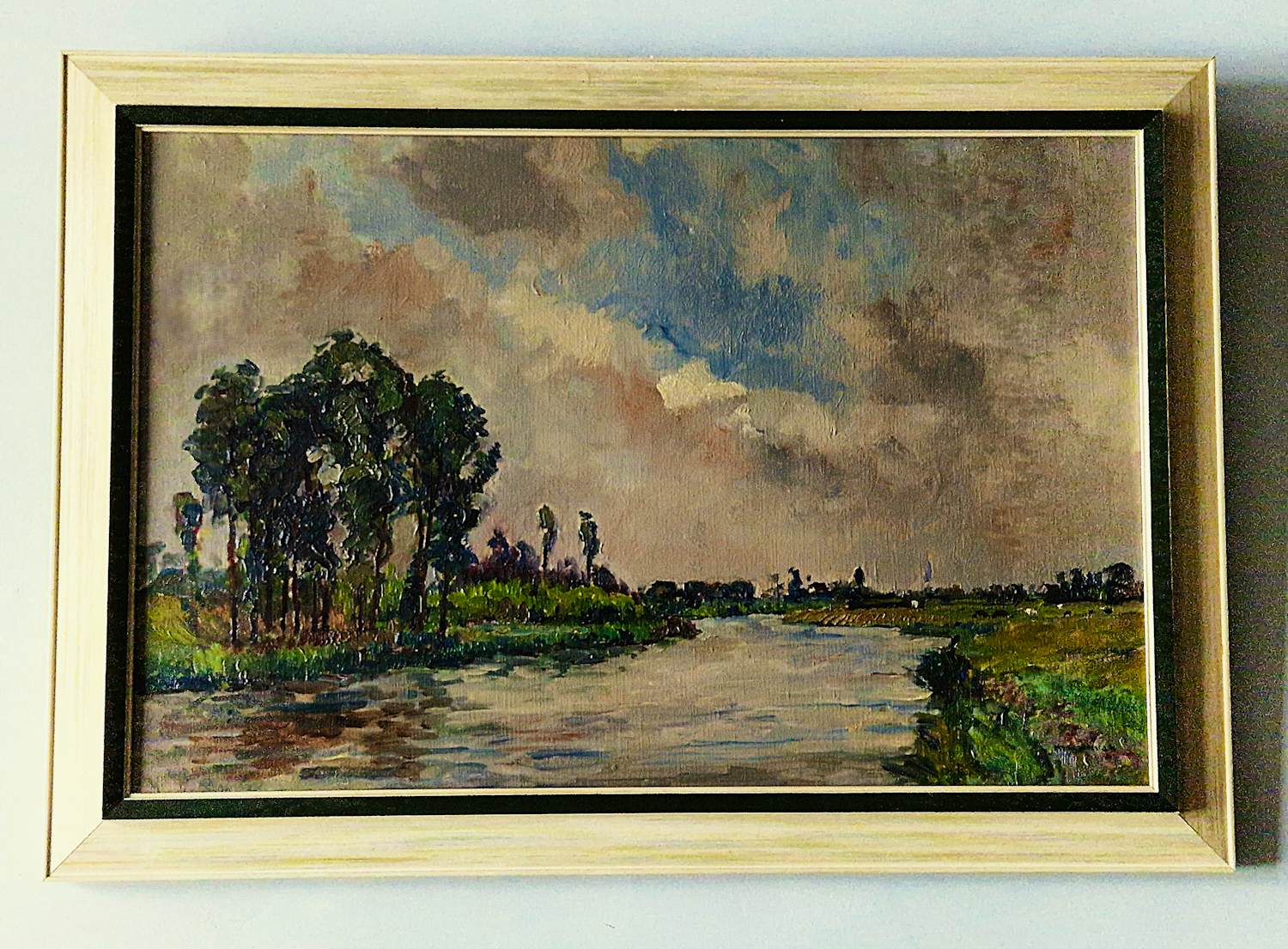 AcheterReijer Murman - een pasteus geschilderd olieverf "Betuwe rivierlandschap" in originele lijst? Enchérissez de 69!