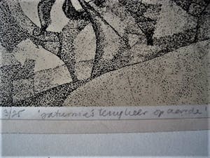 Renate Carelse - Surrealistisch Schilder en beeldhouwer - Ets - "Saturnia's terugkeer op aarde kopen? Bied vanaf 10!