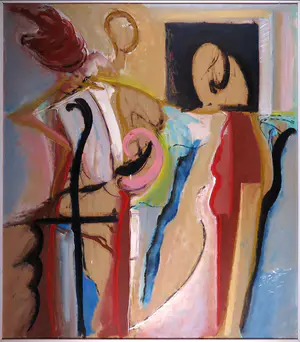 AcheterHan Sterk - Olieverf op paneel, Z.T. Abstracte compositie - Ingelijst (Zeer groot)? Enchérissez de 1!