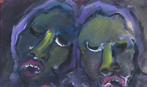 Henk Sparreboom - Gouache, Twee figuren in de nacht kopen? Bied vanaf 1!