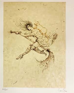 Leonor Fini - Aquatint La Sorcière sur le Balai verkocht voor € 50!
