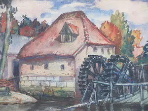 Jan van Anrooy - Limburgse watermolen - Gemengde techniek kopen? Bied vanaf 90!