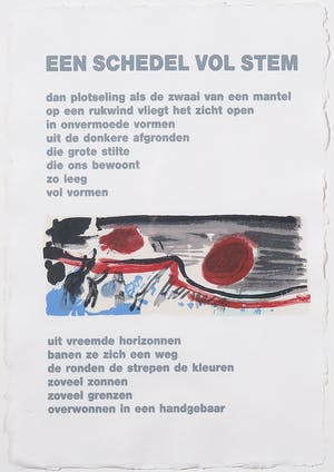 Corneille - en Bert Schierbeek - Zeefdruk en passage uit Een schedel vol stem - Ingelijst kopen? Bied vanaf 1!