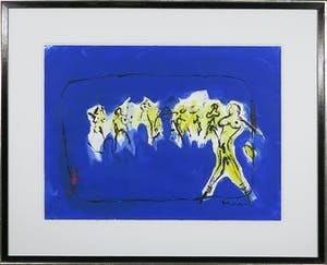 Hans van den Berkmortel - Gouache, Zonder titel- Ingelijst (Groot) kopen? Bied vanaf 1!