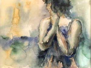 Betty van Beurden - Vrouw poserend - Aquarel, Ingelijst kopen? Bied vanaf 60!