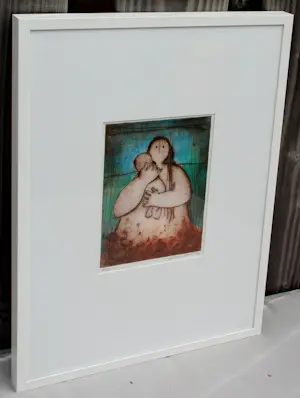 Gerda Smit - Ingelijste ets/aquatint: 'Moeder en kind' - 1987 kopen? Bied vanaf 195!