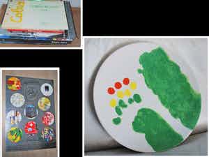 Jef Diederen - Bord Ø 34 cm +7 Cobra boeken +affiche met zeefdruk Corneille Lindström e.a. verkocht voor € 60!