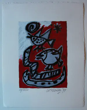 Corneille - Litho: Oiseaux et serpents- 1994 kaufen? Bieten Sie von 225!