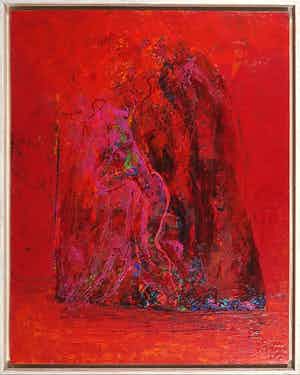 Franscz Witte - Acryl op board, Levend landschap - Ingelijst verkocht voor € 35!