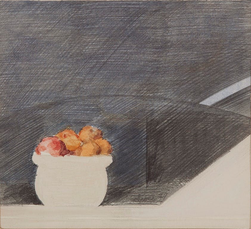 John Lioni - Schaal met vruchtjes - Aquarel, potlood en gouache op hout - 1979 - gesigneerd kopen? Bied vanaf 10!