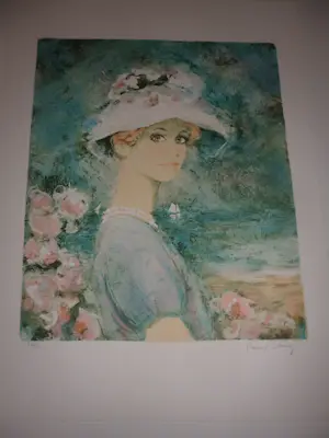 Bernard Charoy - Litho. Portret van een vrouw met hoed. kopen? Bied vanaf 35!
