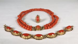 14K Goud - Collier, armband en ring met bloedkoraal kopen? Bied vanaf 300!