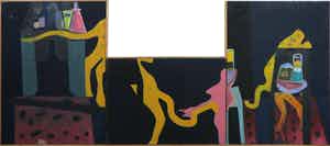 Rob Ferencik - Olieverf en collage op doek, Am I that drunk or ... - Ingelijst (Zeer groot) verkocht voor € 50!