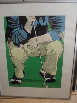 Niet of onleesbaar gesigneerd - Zeefdruk, Golfer. kopen? Bied vanaf 1!