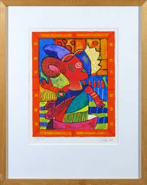 Clemens Briels - Zeefdruk, Zonder titel - Ingelijst verkocht voor € 100!