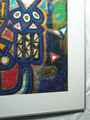 Pepe Viteri - Ingelijst, Acryl op papier , Dansantes (‘Dansers’) – 1992 – Lijst, 91½ x 71½ cm kopen? Bied vanaf 50!