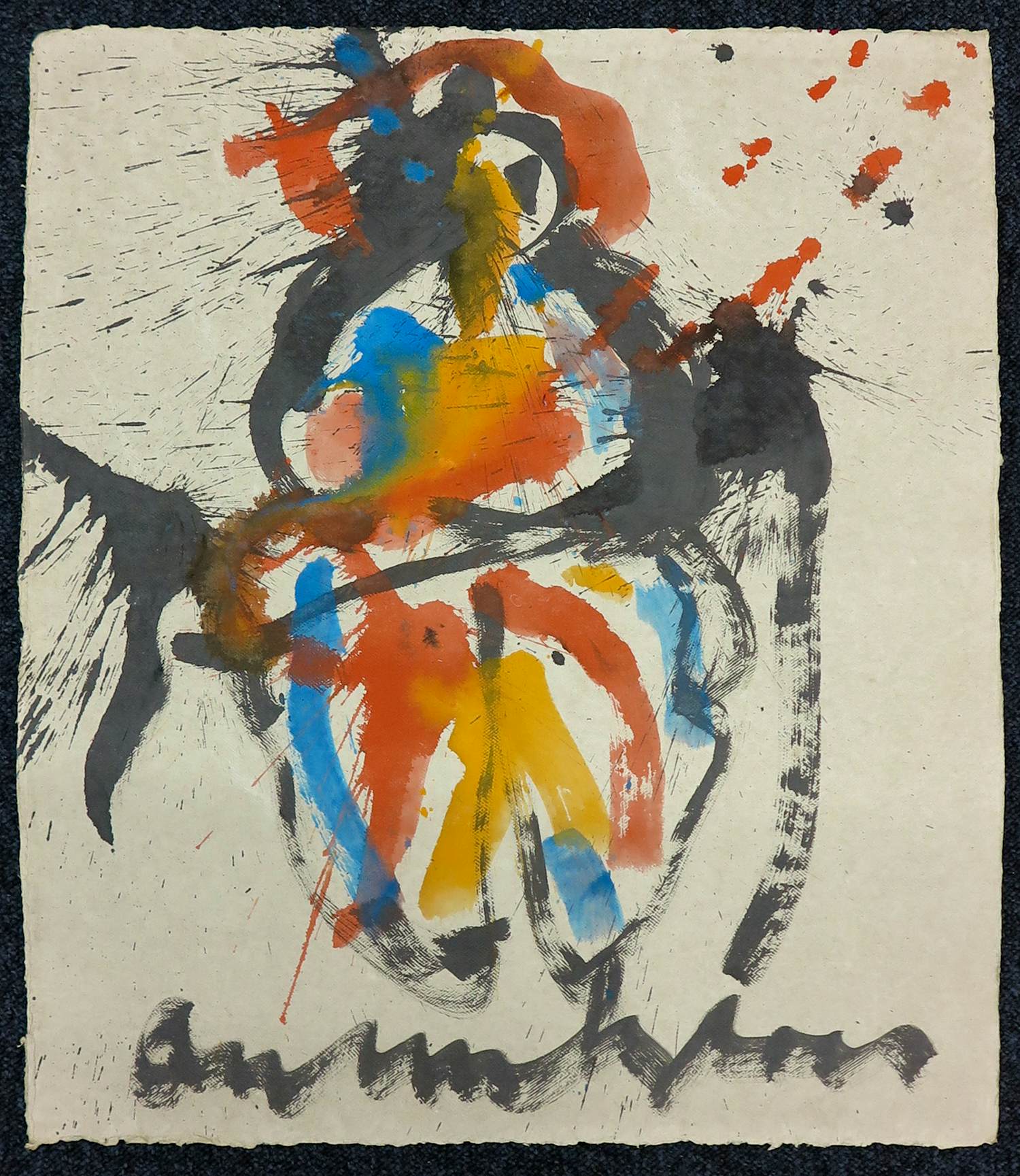 Anton Heyboer - Inkttekening op dik molenpapier, Figuur verkocht voor € 250!