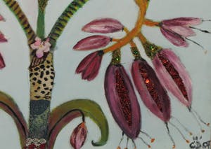Claire Duval - Gemengde techniek op doek, Tige de Fleurs kopen? Bied vanaf 70!