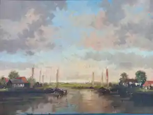 Rob de Haan - Havenzicht met boten en hoeves verkauft für € 40!