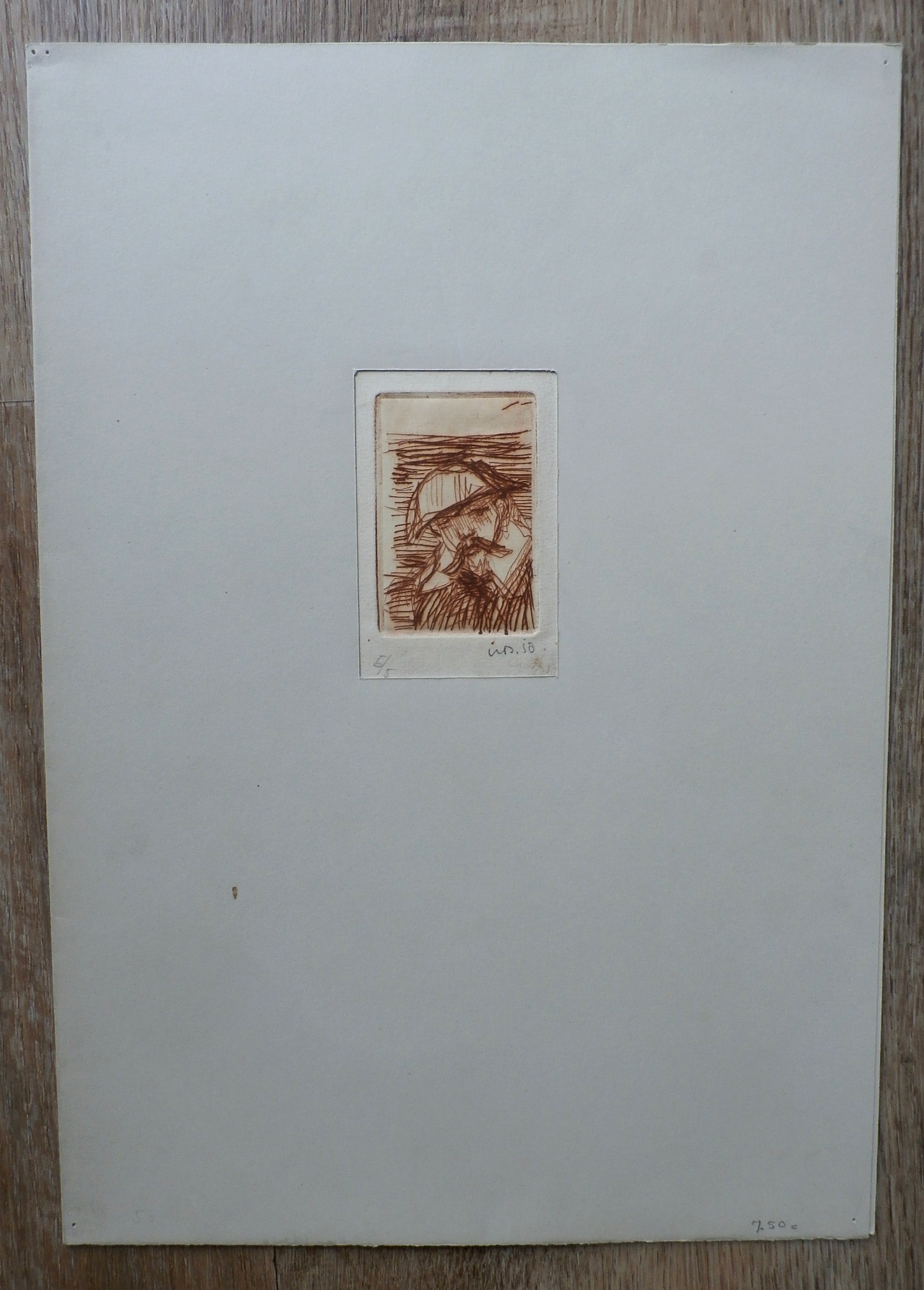 Dirkje Kuik - kleine ets in passepartout. kopen? Bied vanaf 45!