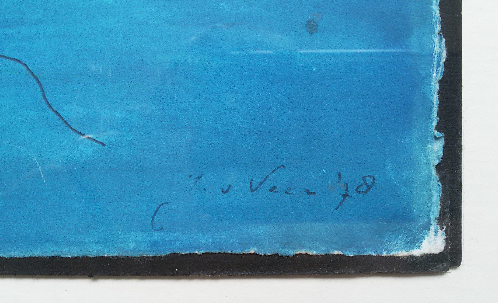 Jaap van Veen - L’espace bleu, acrylverf op papier (prachtig ingelijst) kopen? Bied vanaf 75!