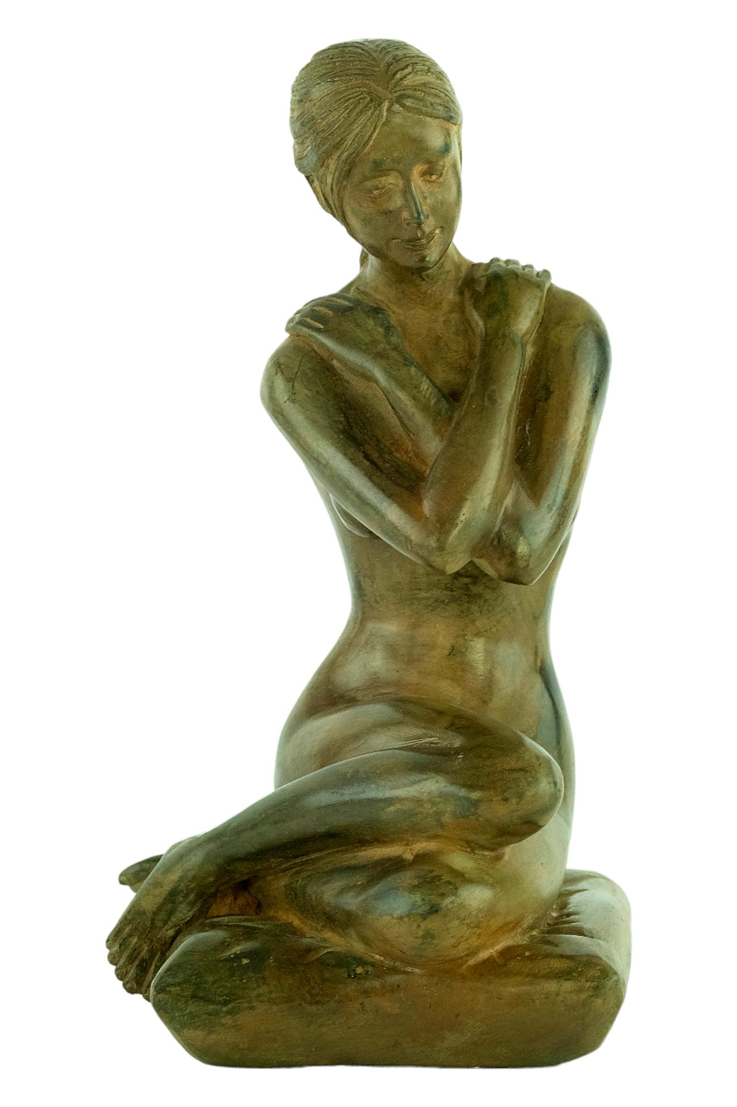 Pierre Chenet - Bronzen beeld van vrouwelijk naakt met gekruiste armen verkocht voor € 295!