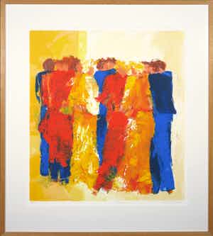 Wil Willemsen - Zeefdruk, Gossips Ingelijst verkocht voor € 50!