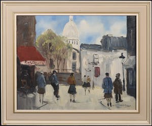 Jan Kelderman - Olieverf op doek, Place du tertre Parijs - Ingelijst kopen? Bied vanaf 70!