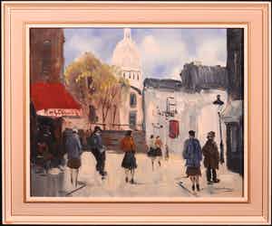 Jan Kelderman - Olieverf op doek, Place du tertre Parijs - Ingelijst verkocht voor € 70!