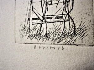 Herman Berserik - Bijzondere droge naald Ets "Tuinsetje" - potloodgesigneerd kopen? Bied vanaf 48!