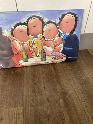 Theo Broeren - Glicée met acryl op doek ‘Samen Feest ‘ kopen? Bied vanaf 70!