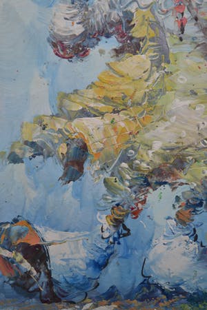 Niet of onleesbaar gesigneerd - Clown met parasol en bloem - Olieverf - Gesigneerd kopen? Bied vanaf 1!