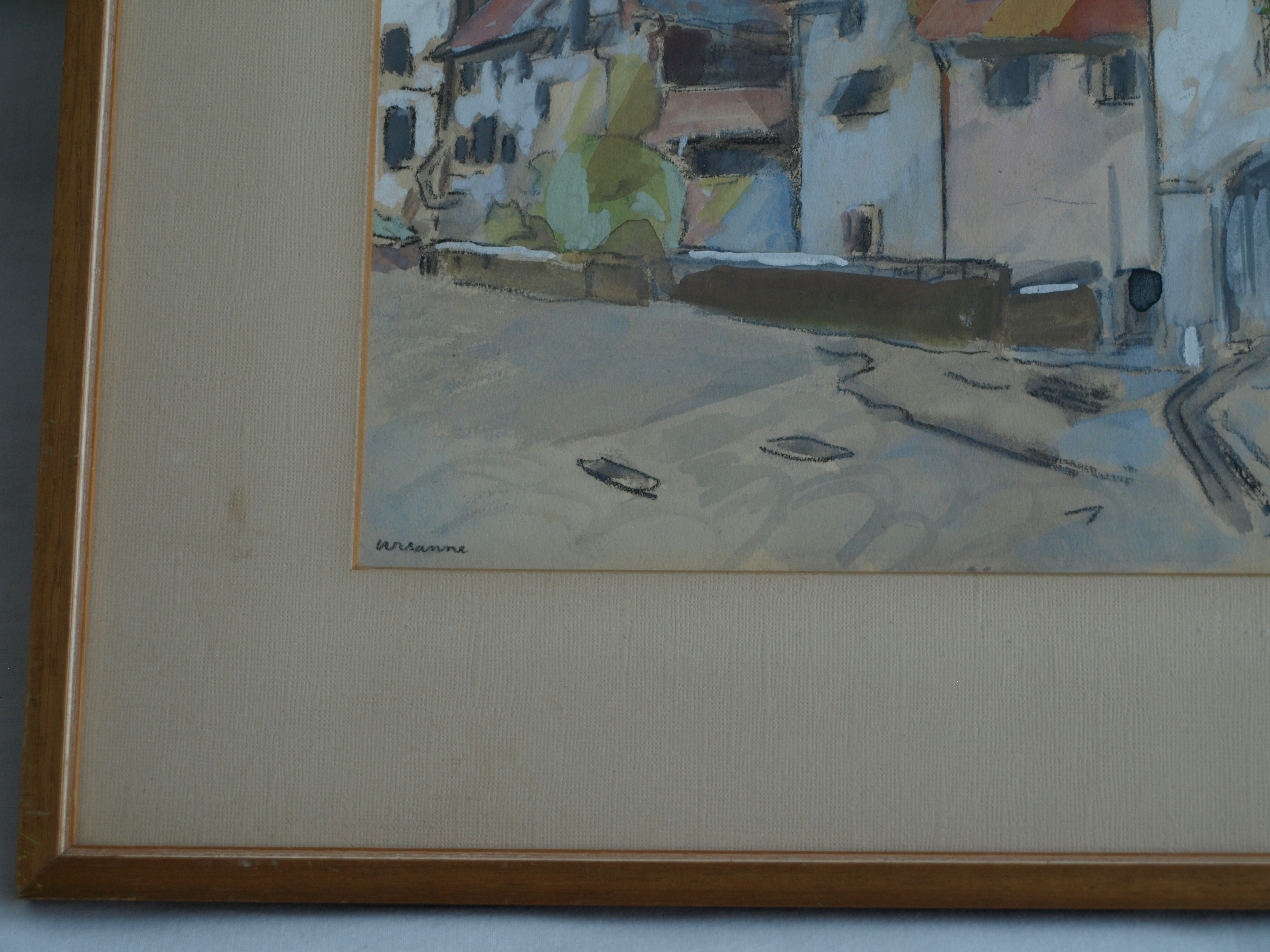 Niet of onleesbaar gesigneerd - Gemengde techniek , Dorpsgezicht – gesigneerd & ingelijst - 1968 kopen? Bied vanaf 1!