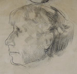 Kees Verwey - Krijttekening, Dubbele portrettekening kopen? Bied vanaf 280!