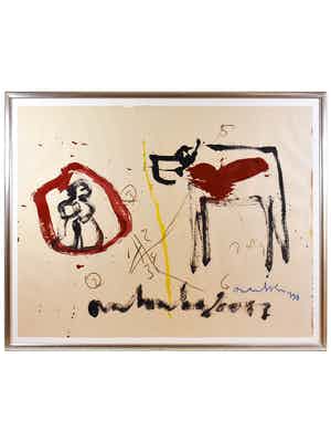 Anton Heyboer - 1, 2, 3, 4 - Groot, ingelijst en origineel werk verkocht voor € 750!