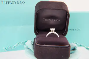 49 - Tiffany & Co. Platina solitairring gezet met 0.75 crt diamant kopen? Bied vanaf 3000!