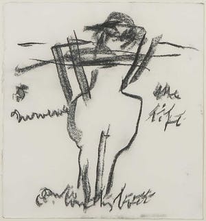 Anton Heyboer - Houtskooltekening, Zonder titel - Ingelijst kopen? Bied vanaf 150!