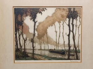 Roger Hebbelinck - Vrachtscheepje in kanaal. kopen? Bied vanaf 49!