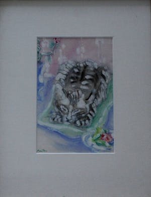 Armand Bouten - Ingelijste aquarel: de intelligente en charmante kat kopen? Bied vanaf 599!