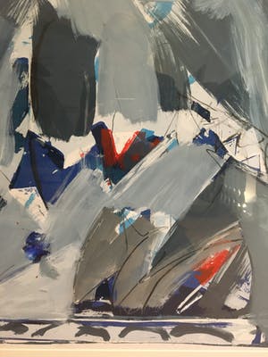 Piet Warffemius - [Abstracte compositie in blauw, grijs en rood]. kopen? Bied vanaf 25!