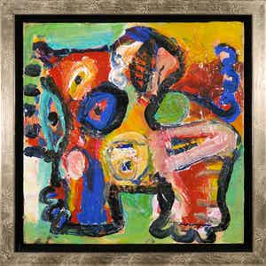 Henk Vierveijzer - Olieverf op doek, Zonder titel - Ingelijst verkocht voor € 300!