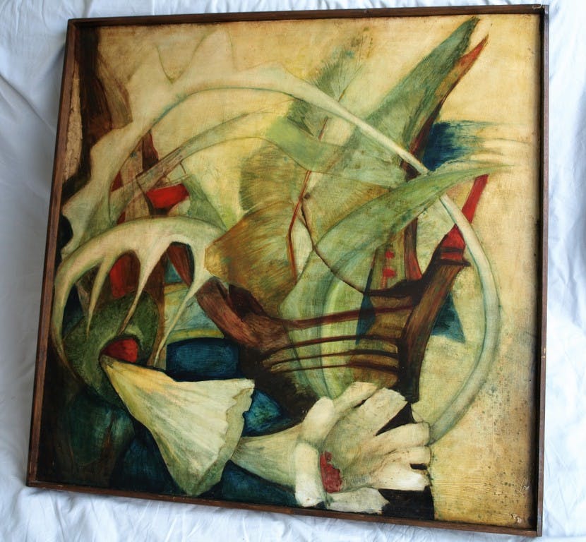 Niet of onleesbaar gesigneerd - Olieverf op board – Bloemstilleven – 80 x 81 cm  kopen? Bied vanaf 1!