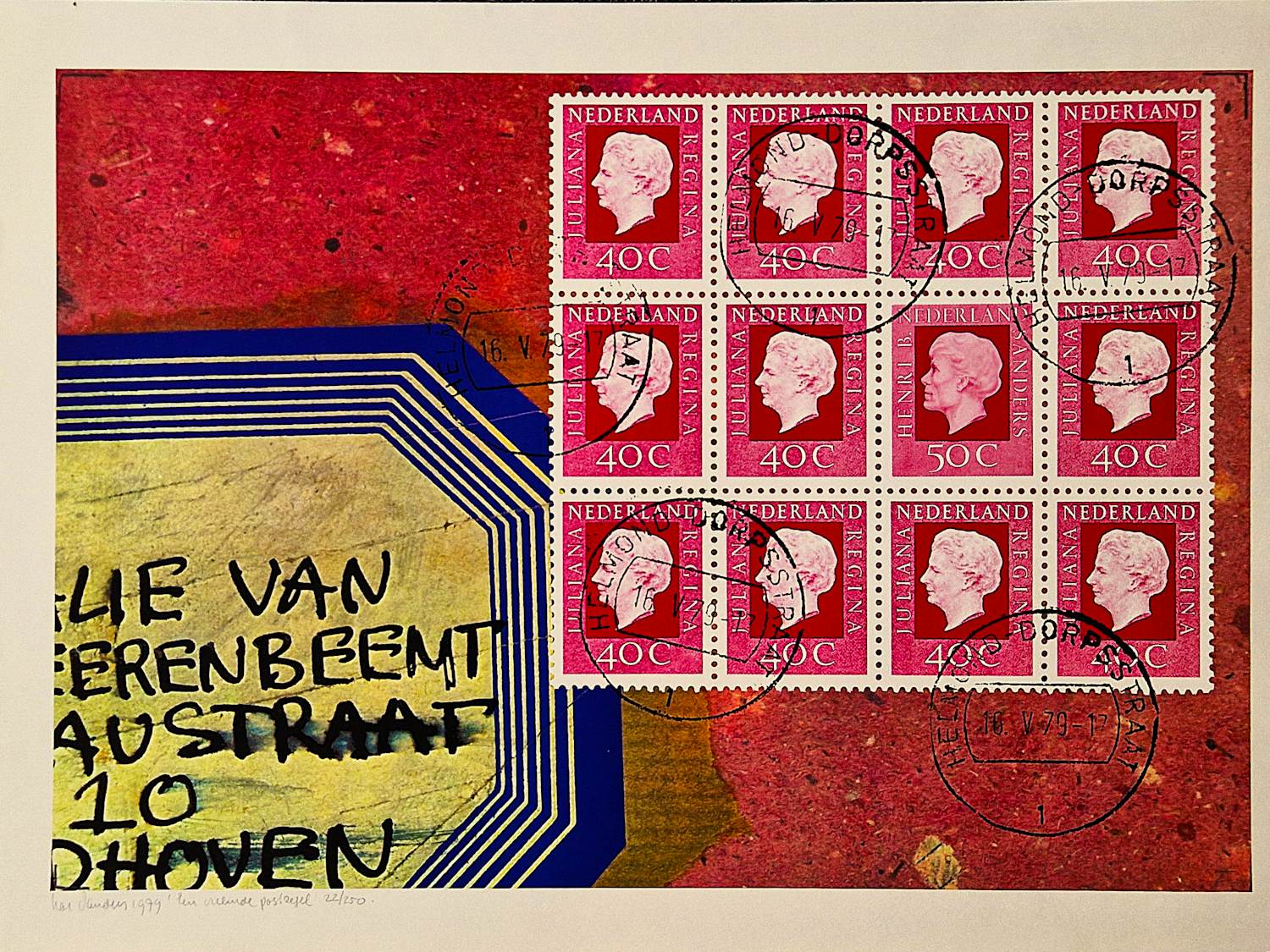 Har Sanders - Grote kleuren zeefdruk "een vreemde postzegel" – 1979 – gelimit. oplage (250) kopen? Bied vanaf 40!